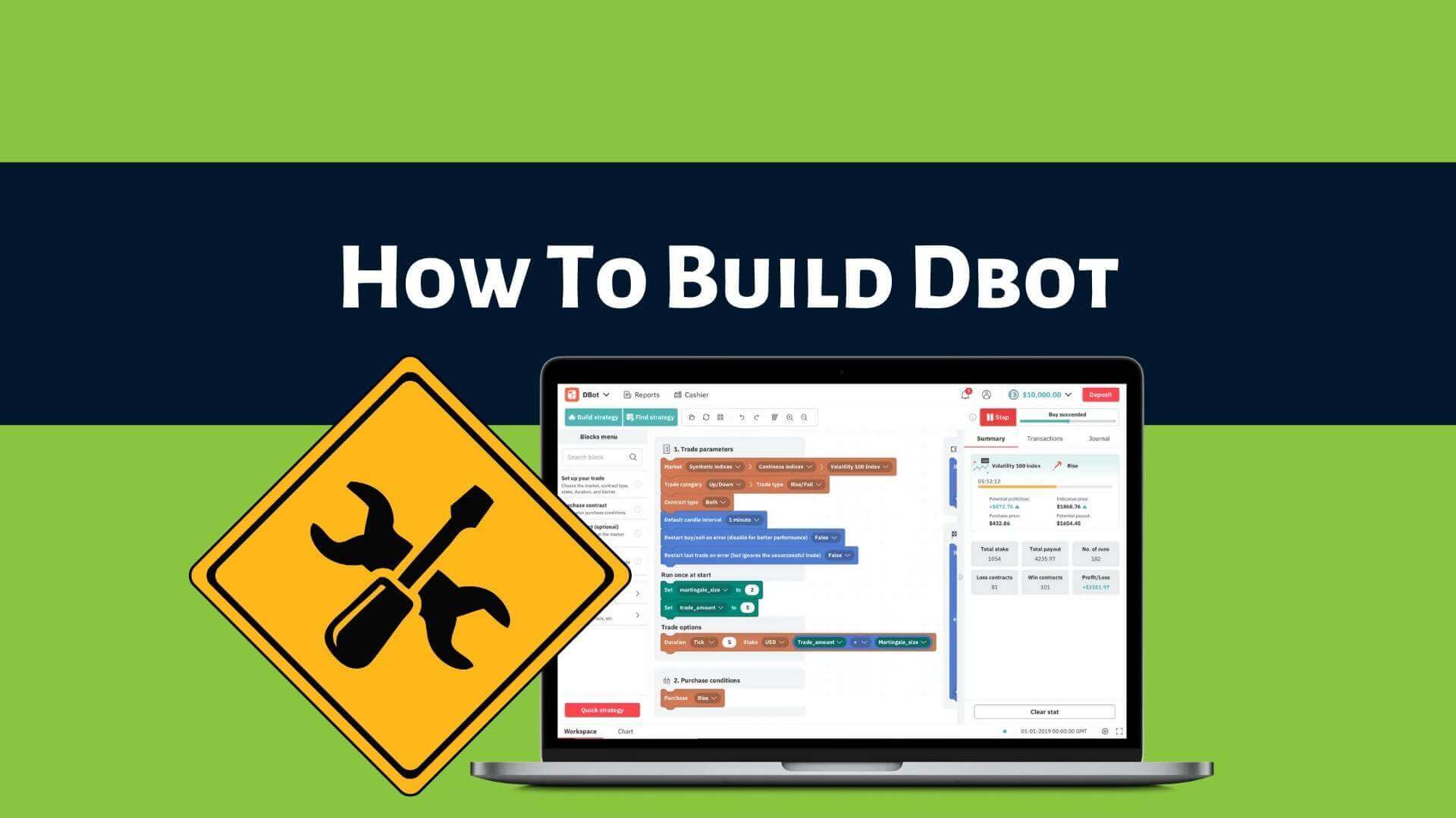Construa seu robô de trading com a interface visual do Dbot.